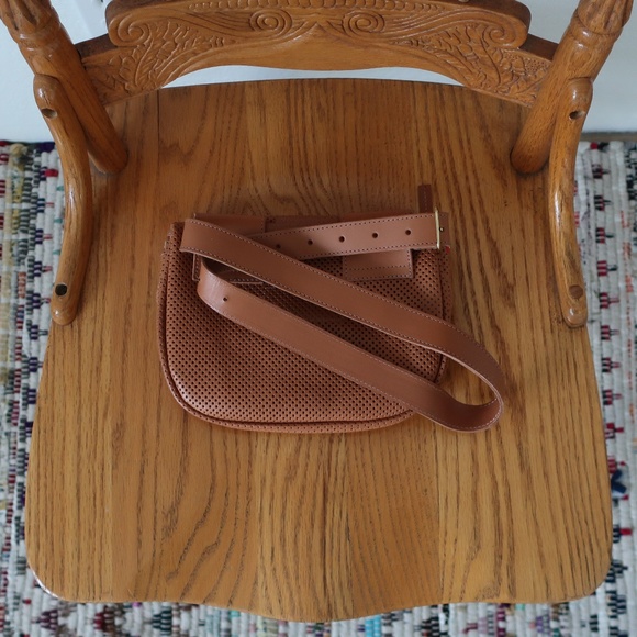 Clare V Tan Crossbody Bag with Red Accent - Picture 10 of 16